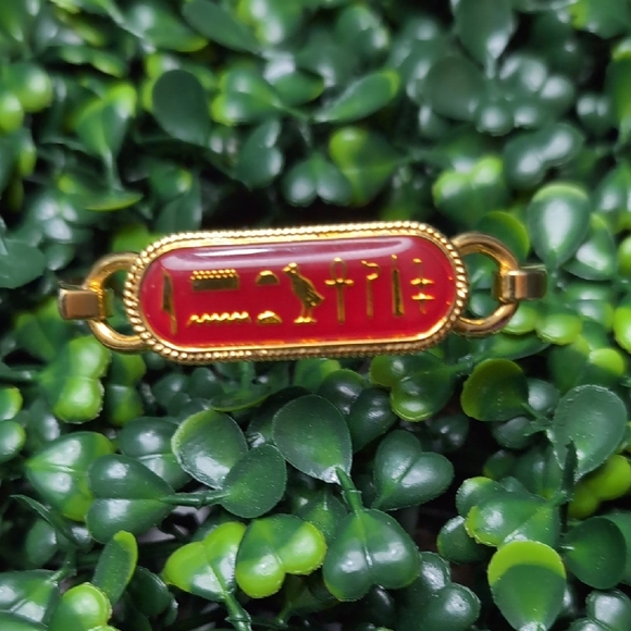 Gold and Red Hieroglyphic Bracelet - Picture 2 of 5